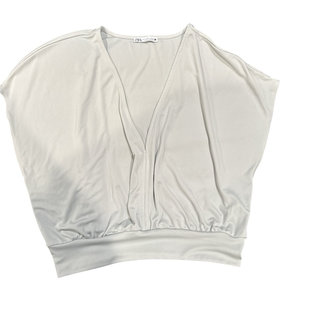 Zara light green V-Neck Blouse